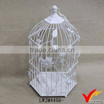 antique metal white bird house candle holder