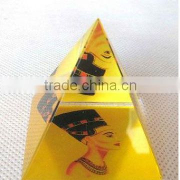 3D crystal pyramid, crystal egypt pyramid paperweight (G-0293)