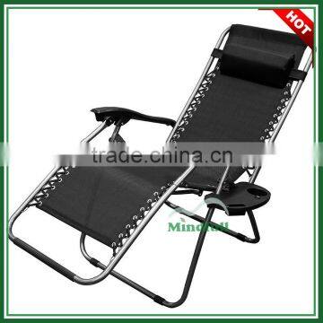 Black Garden Folding Reclining Chair Zero Gravity Chair With Table