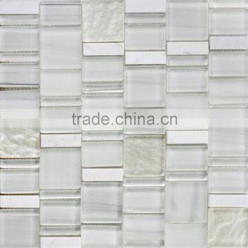 glass mix marble mosaic tiles, art design mosaic tile, modern house mosaics(PMH064)