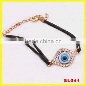 2012 new popular bracelet,evil eye leather bracelet