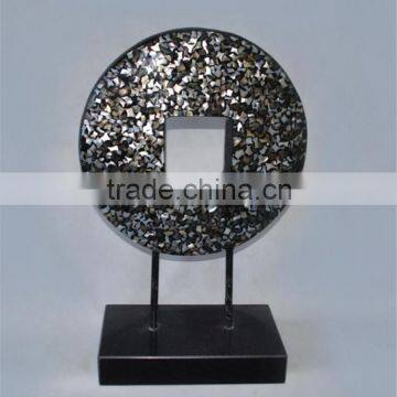 wholesale high quality copper cash mosaic desk decor with black base good for wedding present