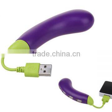 2015 Top Fashion Rushed Usb Hub Charging 1pc Cute Purple Eggplant Hub 4 Port Usb 2.0 Power Adapter For Computer & Networking photo-2