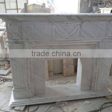 white color modern American style Carved marble fireplace marble