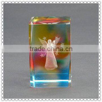 Wholesale Rainbow Colorful 3D Laser Crystal Angel Cube