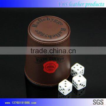 customized logo pu leather dice cup with dices