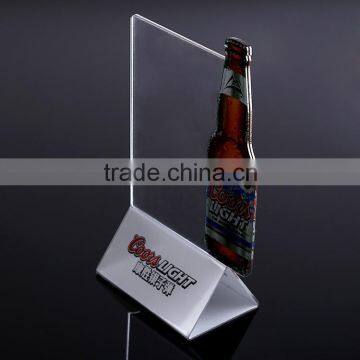 new premium customized acrylic plexiglass high clear acrylic menu holder with bottole shape