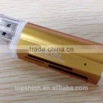 Promotional products metal aluminum card reader, smart card reader, all in one usb card reader