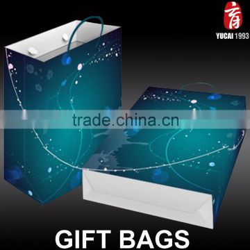 Wholesale Custom Sky blue Style Print Paper Gift Bag with Rope