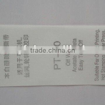 PT-20 ICE-White Acetate Taffeta Easy Tear Off Printed Label