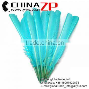 Best Plumage Supplier ZPDECOR Bulk Earrings Dyed Light Blue Turkey Pointers Quill Large Feathers for Sale