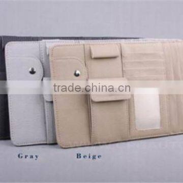 Boshiho Car Leather Sun Visor Multi-use CD DVD Holder Bag Pocket Glass Clip Card Pen photo-2