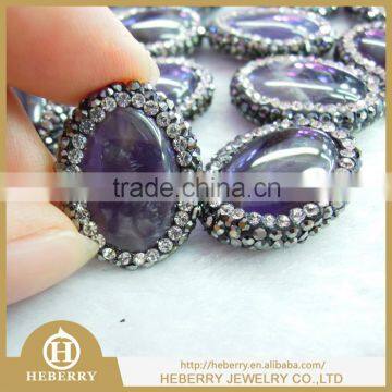 Amethyst Crystal Clay Shamballa Pendant with Rhinestone diamond quality good pendant for hot selling