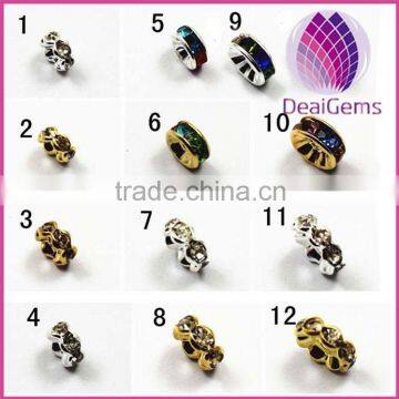 Silver Plated Round Rondelle Crystal Rhinestone Spacer Beads for Jewellery DIY Making