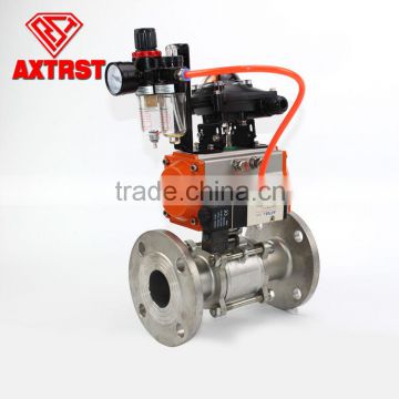 API 3PC Stainless Steel flange pneumatic actuator ball valve