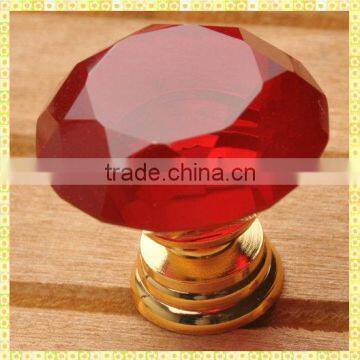 Wholesael Crystal Diamond Red Glass Door Knobs For Bureau Decoration