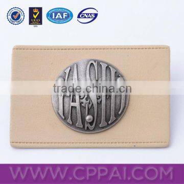 Round logo Jeans leather patch labels for pants