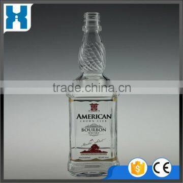FLAT 250ML 500ML EMBOSSED GLASS WHISKY BOTTLE