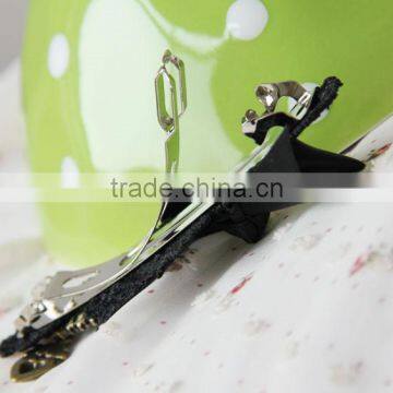 MYLOVE Black Ribbon Bow Barrette With Red Gem High Quality
