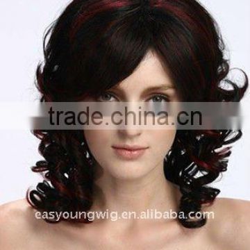 Hand made long curly wine red synthetic hair full lace irish dance wigs