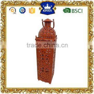 Orange garden decoration moroccan metal candle lantern