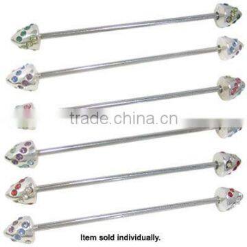 Surgical Steel Cone Shape Industrial Barbell Jewels