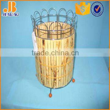 Round bamboo garbage bin