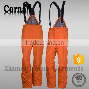 Full seam-taped elastic belt ski pant polyester mens orange waterproof cargo pants