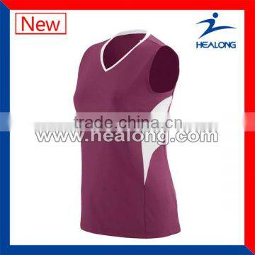 china factory made maroon volleyball training shirt