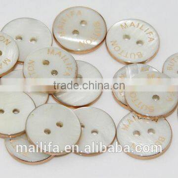 2 Holes Fancy High Quality Plate Gold Japanese Agoya Shell Button With Logo Engraved On photo-2