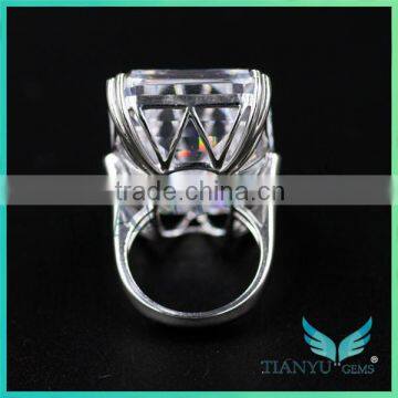 925 Sterling Silver Rectangle Emerald Cubic Zirconia Party Ring photo-4