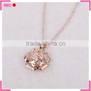 Fashionable new design necklace with flower pendant, for women rose imitation gold necklace