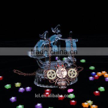 2015 Yiwu Fashion Jewelry Hot Sale Steampunk Bee Gear Pendant With Crystal Statement Necklace Red Copper photo-2
