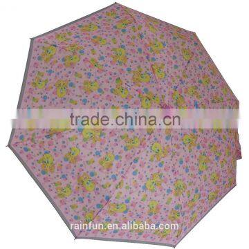 Pink Color Manual Open Kids Foldable Umbrella