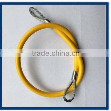 Yellow plastic coated steel wire both side pressured loop
