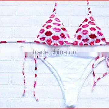 2017 Newest red lips sexy print swimwear women bikini CK373