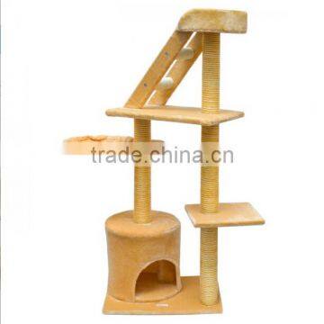 Cat Tree Scratching Post Condo Tower Hamock with staris Beige Pet Products Cat toy