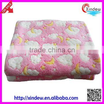 hot coral fleece blanket 001