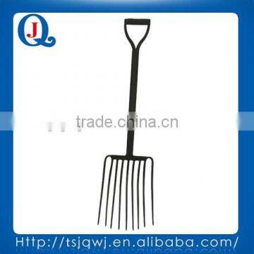 farming and gardening fork with wooden handle, fiber glass handle or steel handle