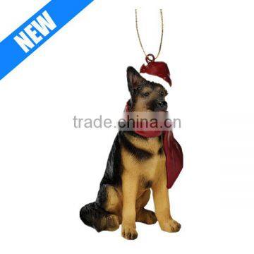 German Shepherd Holiday Dog Ornament Sculpture,Hand Painted