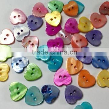 Dyed 2 holes heart freshwater shell buttons