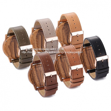Watch Factory 2017 Luxury Leather Strap Wood Watch Colorful Dial Wood Watch for Lady