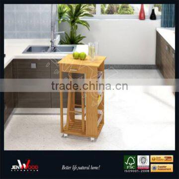 natural finish E1 MDF kitchen island cart with stool