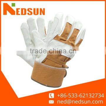 Durable reinforce palm leather gardening gloves