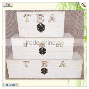 Wholesale Antique Hinged Ornaments Wooden Tea Chests Boxes photo-3