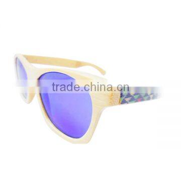 Color Printing Geometric Pattern Bamboo Wood Sunglasses photo-2