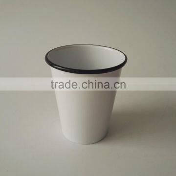 330ml Tea Coffee Milk Metal Enamel Coated Cup With Rim Steel Mug Glass photo-2