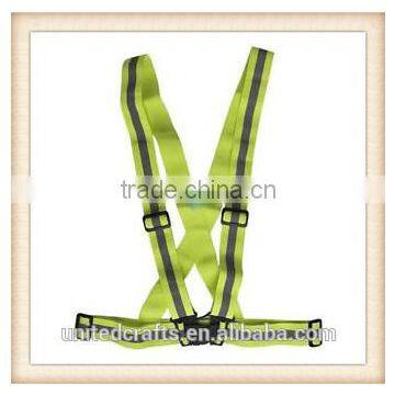Safety High Visibility Florescent Green Running Cycling Reflective Vest Harness