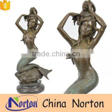 Handmade nude mermaid brass fountain christmas decor NTBF-MF011Y