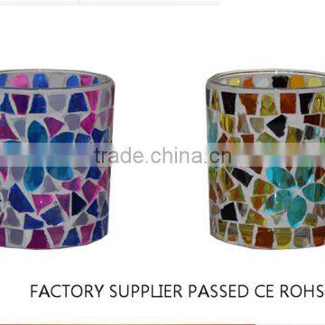 wholesale mosaic tin candle holders glass